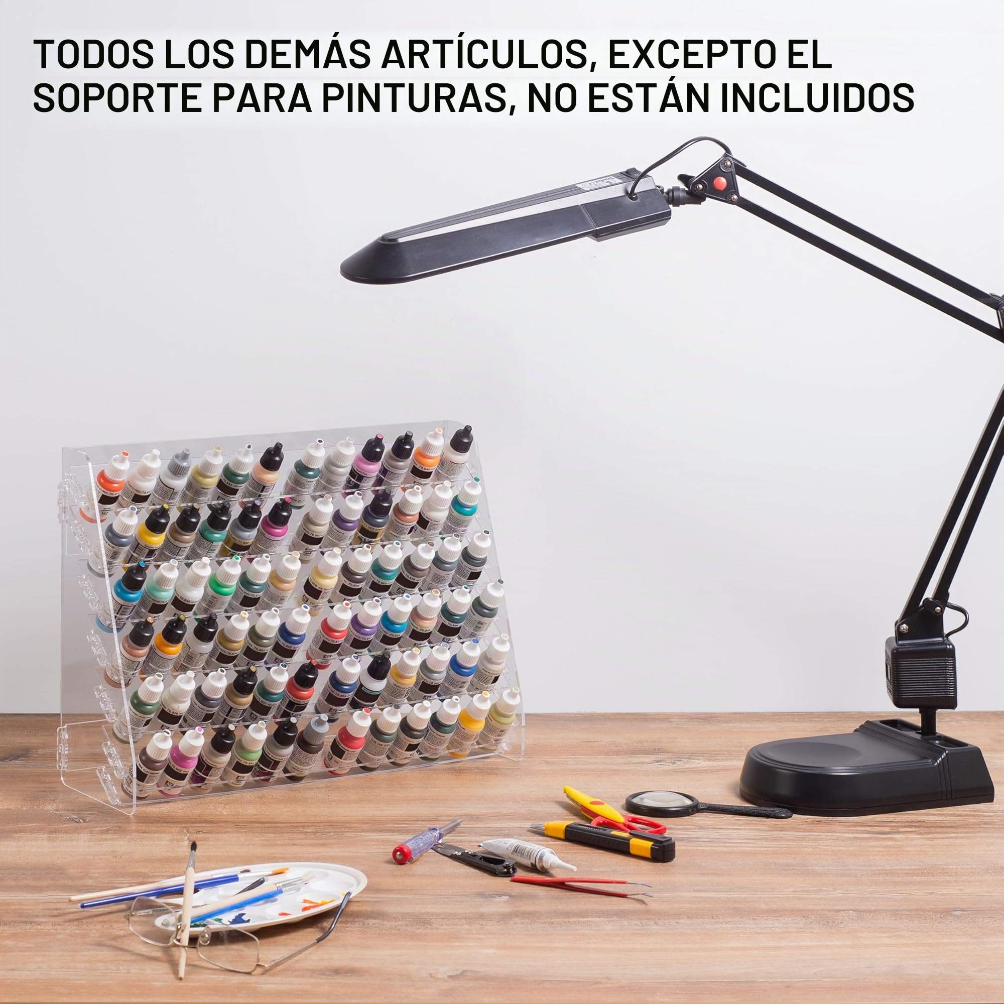 Vallejo - Organizador de pintura acrílica con 72 agujeros para juego de pintura en miniatura, organizadores y almacenamiento de pintura acrílica montado en la pared, organizador de botellas