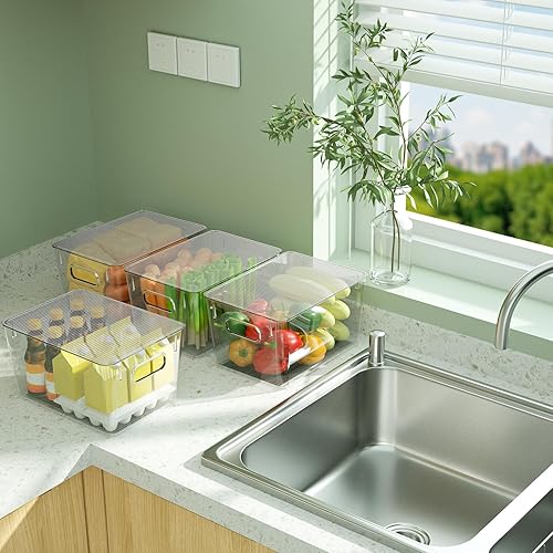 Miniatura 8 de BALEINE Contenedores de almacenamiento transparentes apilables con tapas, recipientes de plástico con asa para organizadores y almacenamiento de