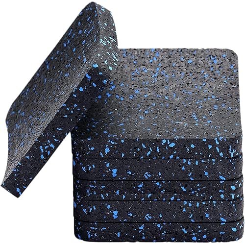 Treadmill Mat Pads, Exercise Equipment Mat with High Density Rubber for Protect Floors 3.94" x 3.94" x 0.5" (6 PCS)