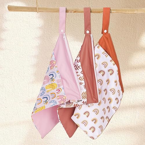 Miniatura 7 de Bolsa húmeda, bolsa húmeda y seca, bolsa húmeda para traje de baño, con dos bolsillos secos y húmedos, impermeable, reutilizable, arcoíris