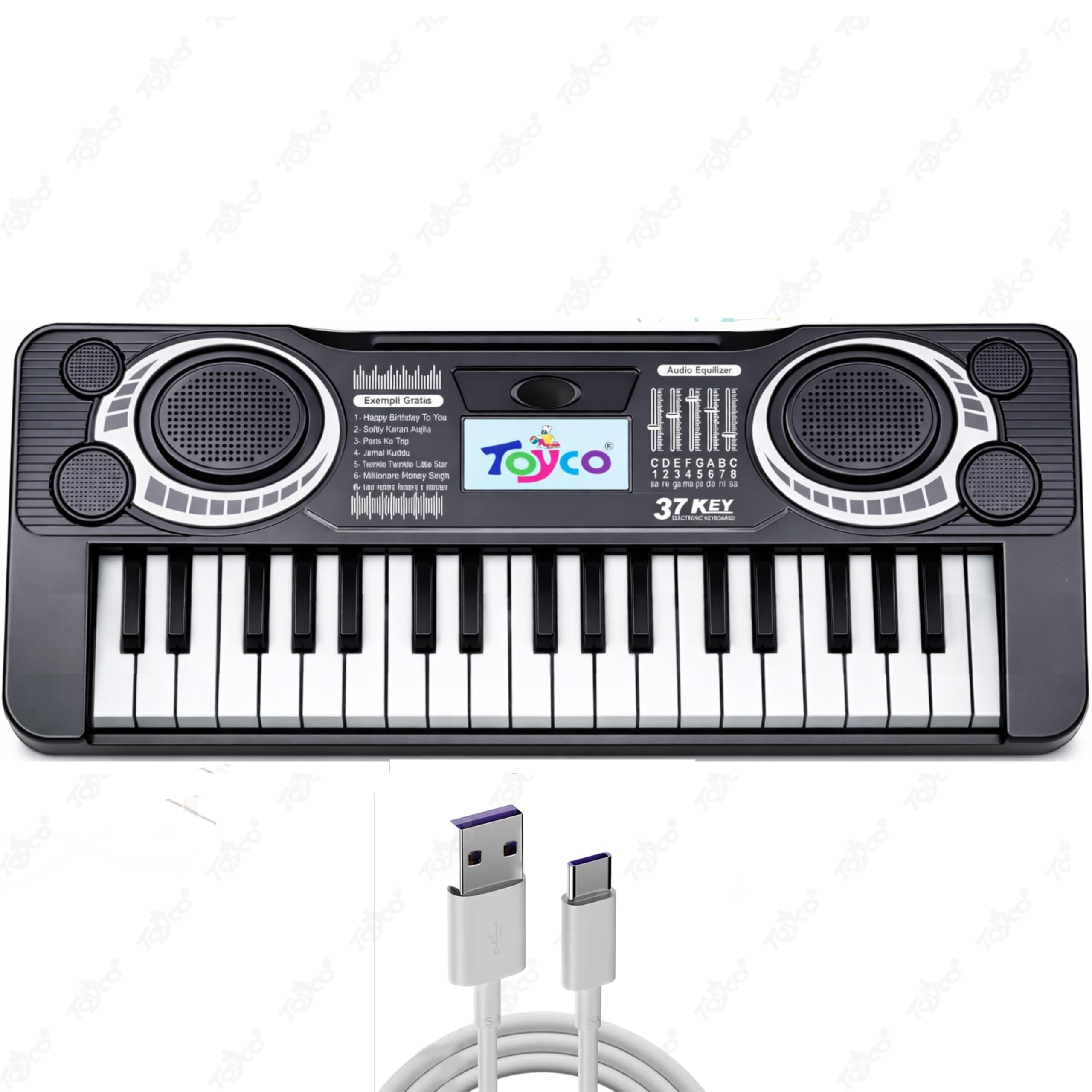 TOYCO® Educational Piano Keyboard for Kids with 37 Keys | Dual Mode Piano Notes & Indian Songs Tunes | USB Type-C Powered & Battery Operated | Small & Portable Musical Toy for Boys & Girls 1–5+ Years-image-44