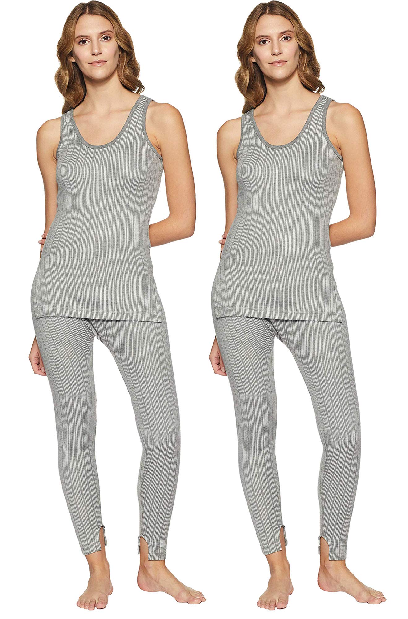 dixcy scott Round Neck Sleeveless Grey Camisole Upper and Lower Thermal Set for Women - Pack of 2 (#DS-UpprLwrSet-95cm)-picture-43