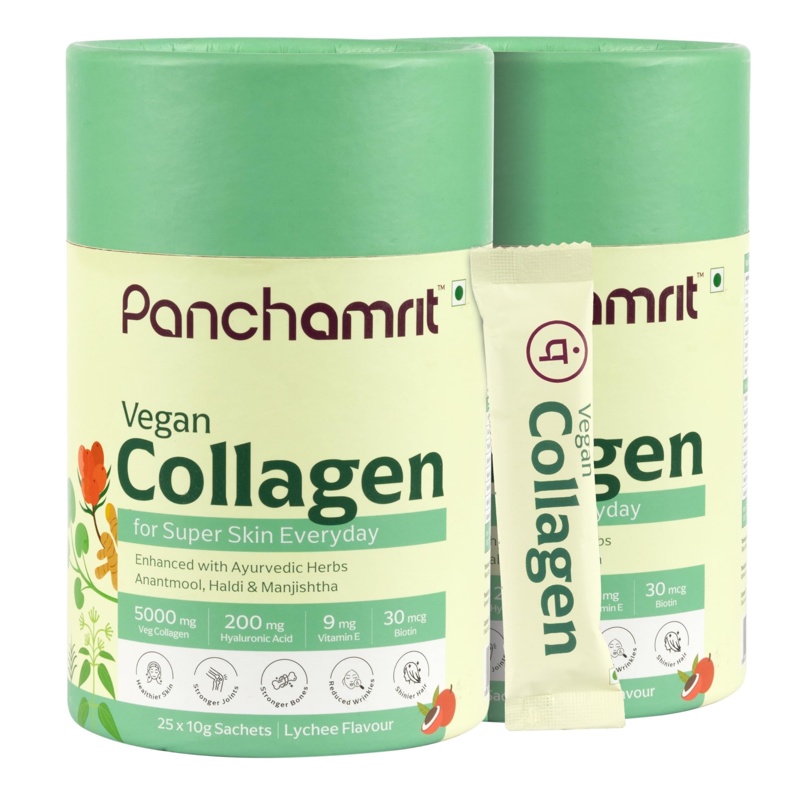 Panchamrit Vegan Collagen 25*10g Sachet(Litchi)|Boosts Skin Elasticity for Youthful & Radiant Skin,Stronger Bones & Joints,Reduced Wrinkles|Vegan Collagen(5g),Hyalurinc Acid,Haldi,Manjishtha|Pack of 2 (B0CW9NRFHL) Amazon Price History, Amazon Price Tracker