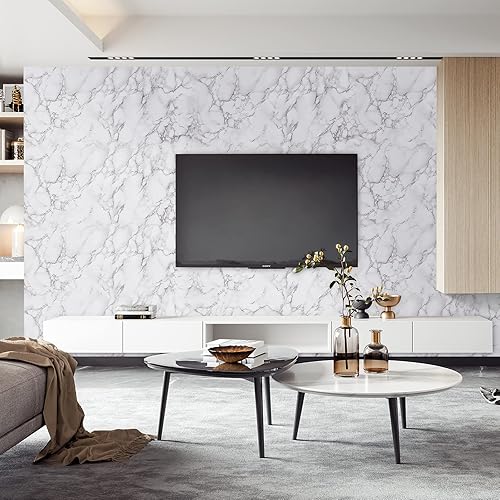Miniatura 8 de Papel pintado de mármol Caltero de 15.7 x 78.7 pulgadas, papel de contacto de mármol blanco, gris, papel autoadhesivo para encimeras de cocina,