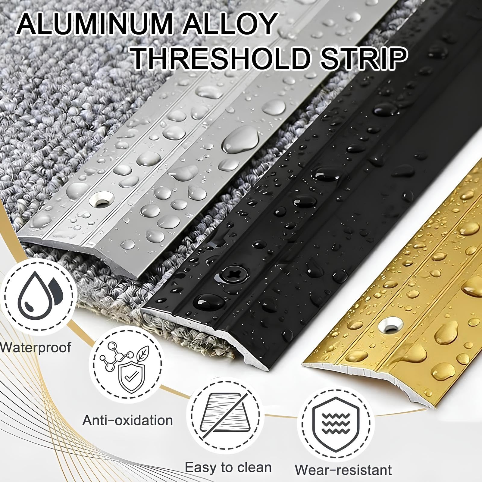 Alluminio Striscia Di Soglia Profilo Di Transizione Per Pavimenti Moquette | Soglia Di Dislivello Pavimento Per Pendenza Di Soglia Da 2-5mm(Silver,25mmx120cm)