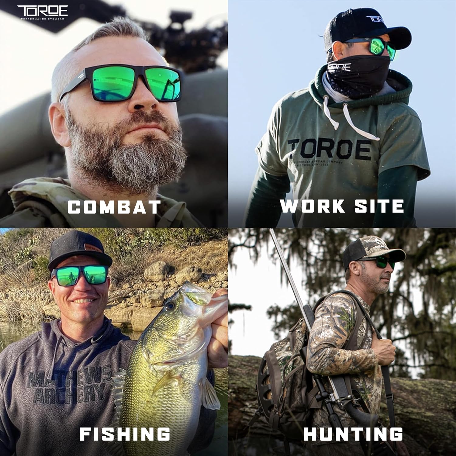 TOROE Eyewear Matte Black RANGE XL Frame Sunglasses Light Weight TR90 Frame, Polarized Polycarbonate Lens - Image 2