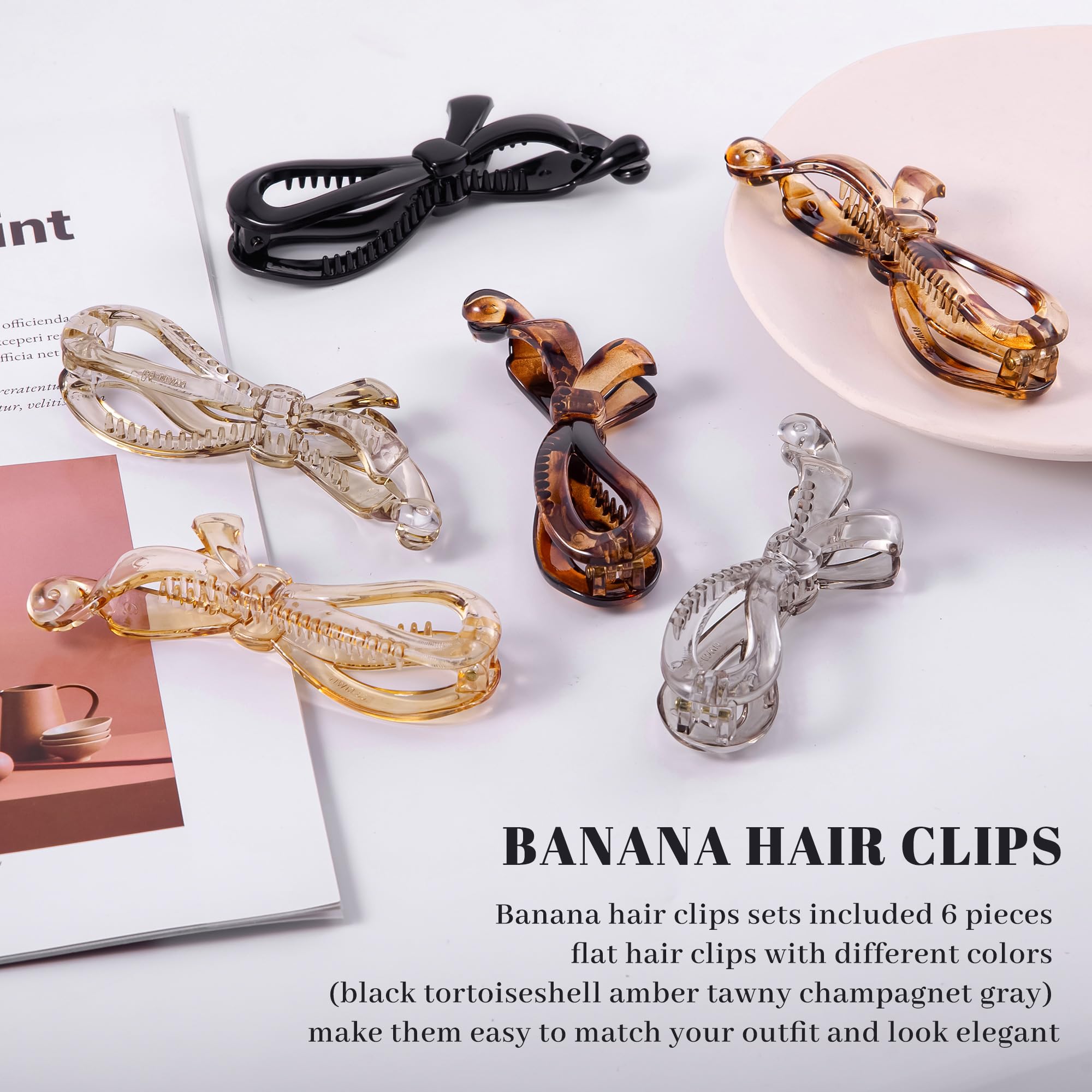 Amazon.com : Cptots 6 PCS Banana Hair Clips for Women 4.1  display picture 2