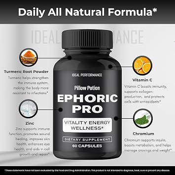 Pillow Potion Ephoric Pro Capsules, Official Ephoric Pro Advanced Blood Formula Supplement for Energy and Wellbeing Pills - Maximum Strength, PillowPotion EphoricPro Health Reviews (3 Pack)