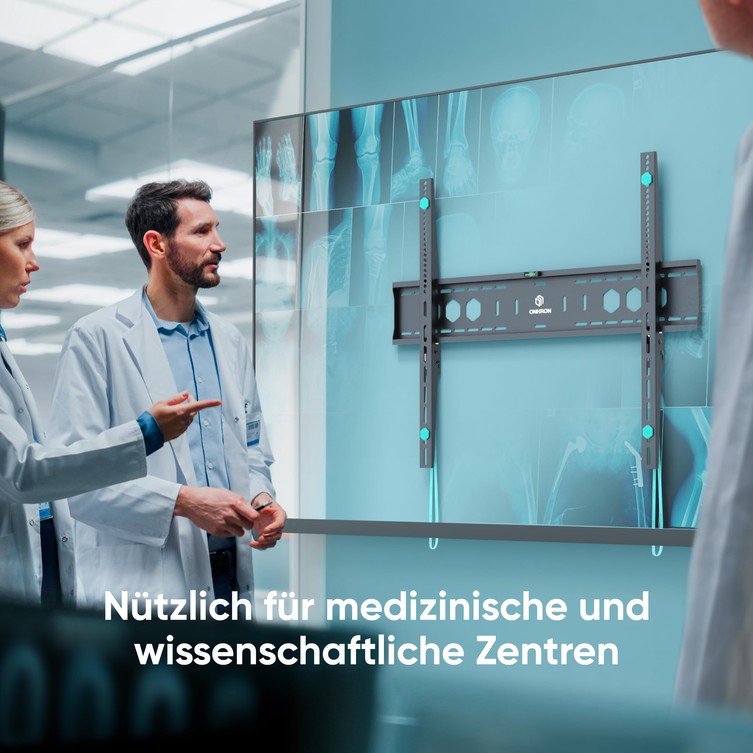 ONKRON TV Wandhalterung flach für 60-110 Zoll Fernseher bis zu 120 kg, Ultra Slim Wandhalterung Fernseher fest, TV Halterung starr mit max VESA 900x600, große Fernsehhalterung Wand Schwarz UF12-B