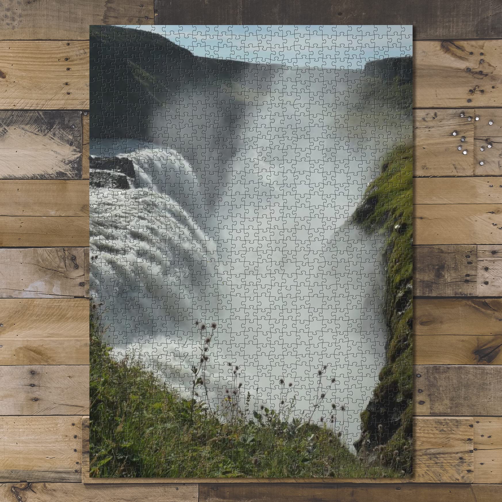 1000 Piece Jigsaw Puzzle for Adults: Gullfoss Waterfall River Hv