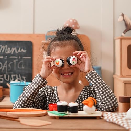 Miniatura 5 de Haba Biofino juguete suave de sushi, 10 piezas, con charola y palillos