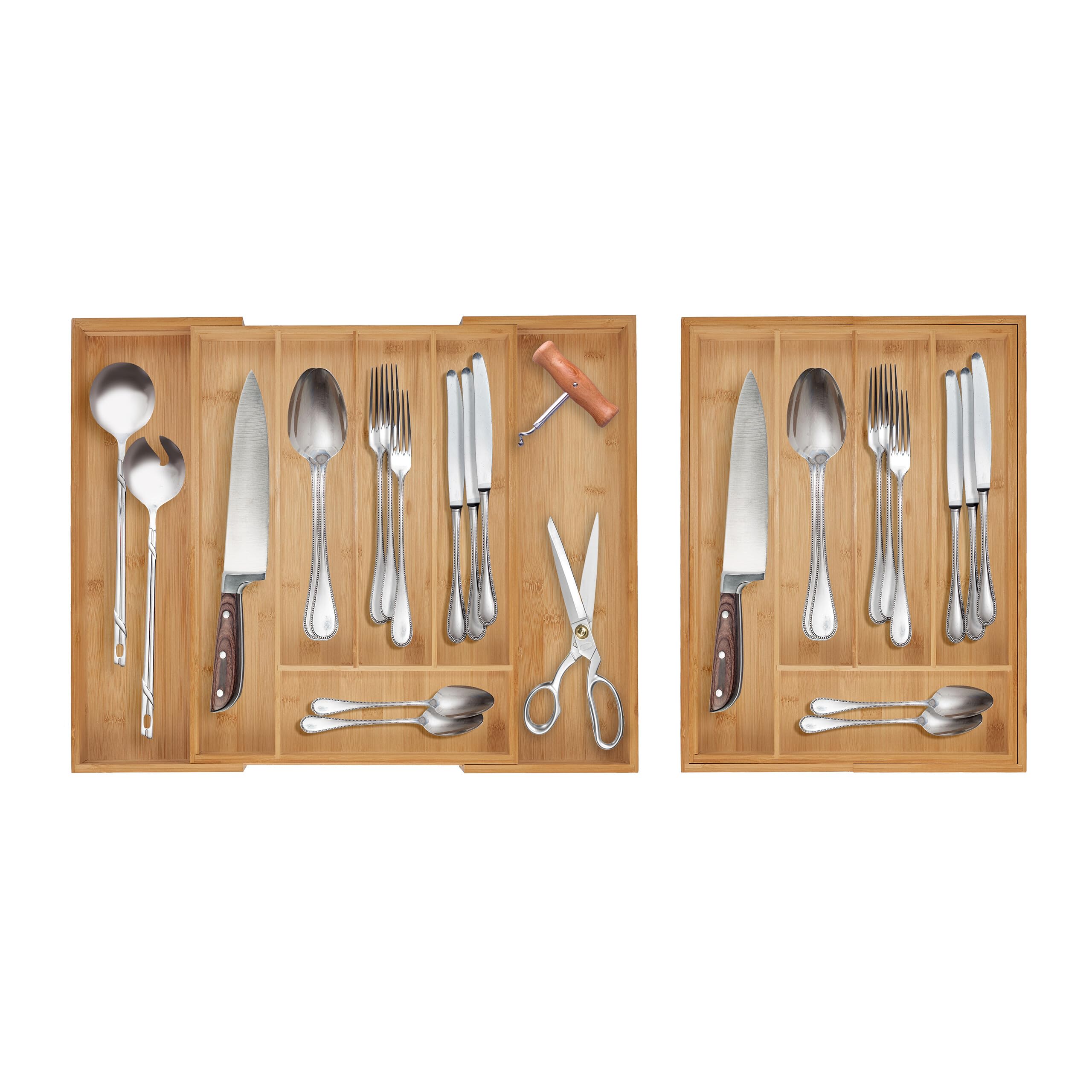 Organizer Per Cassetti In Bambù Espandibile - Portaposate Cucina Regolabile, Per Posate, Cucchiai E Coltelli - Foto 7