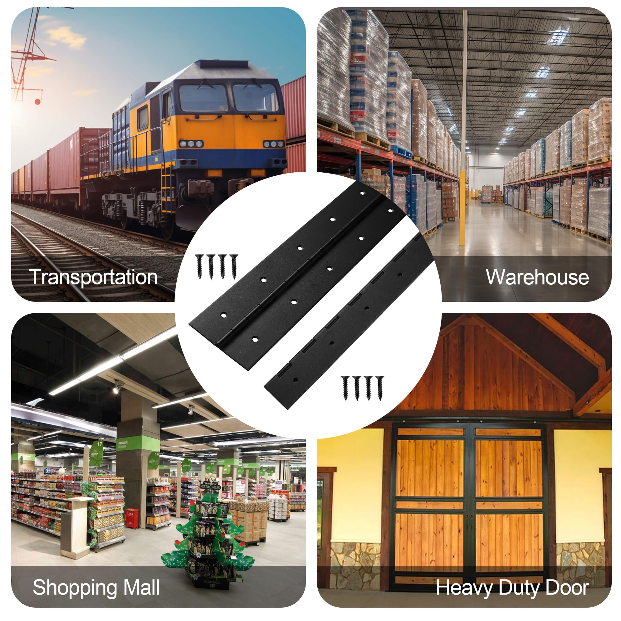 Heavy Duty Piano Hinge 36 Inch x 3 Inch Width, True 0.060'' Thick Stainless Steel Black Piano Hinge for Heavy Duty Cabinet, Door, Toolbox, Wooden Box, Metal Plate, Furniture, Industrial Project