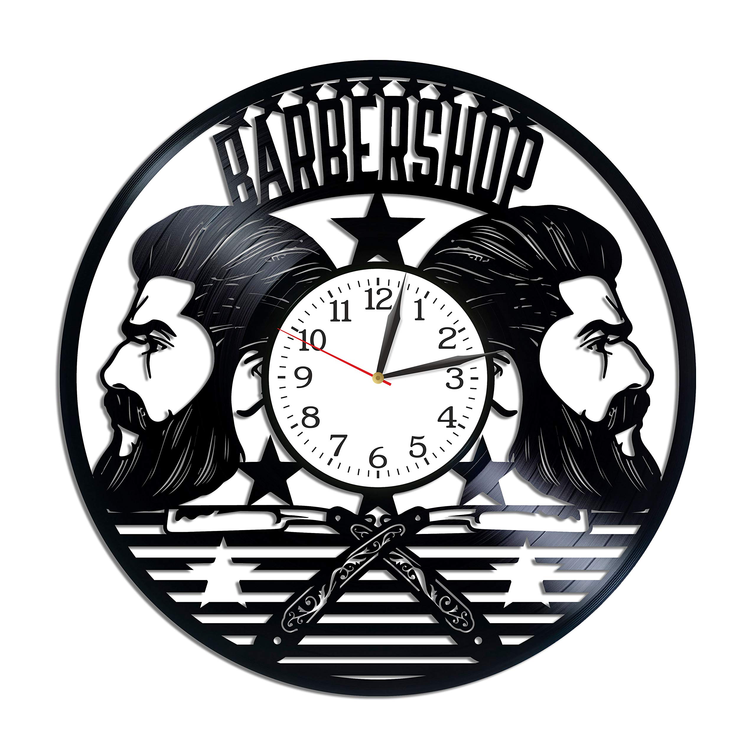Horloge murale vinyle Barbershop idée cadeau vintage originale homme