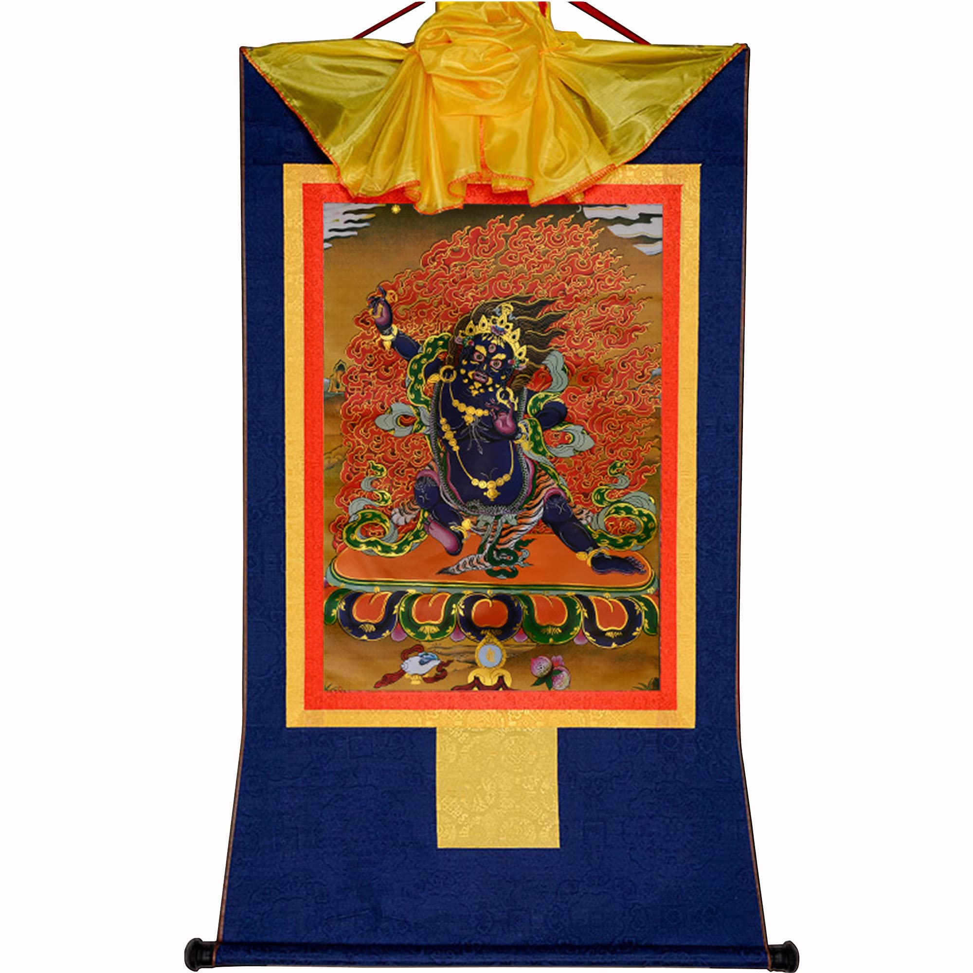 Thangka Arazzo buddista in broccato Thangka, Vajrapani, meditazione, zen, multicolore, varie misure(Blue,Small(35cm*27cm))