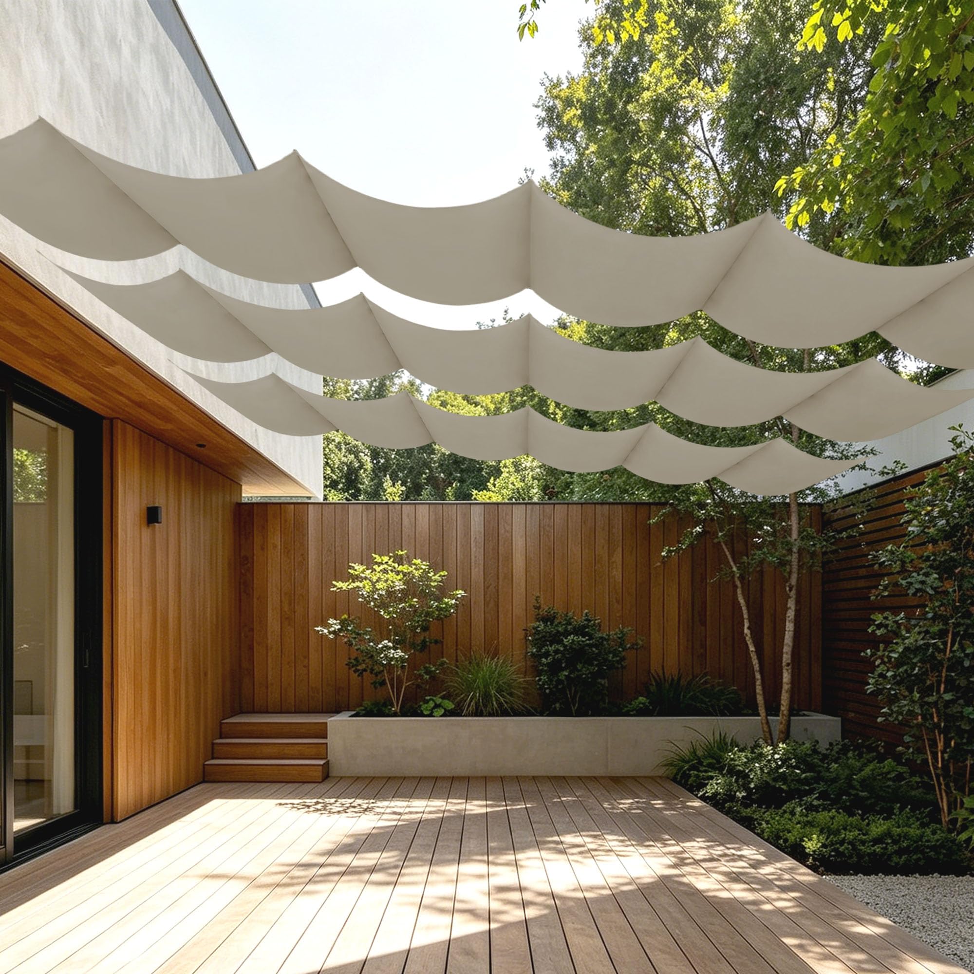 Toiles pour patio et jardin : voile d'ombrage rétractable vague gris foncé