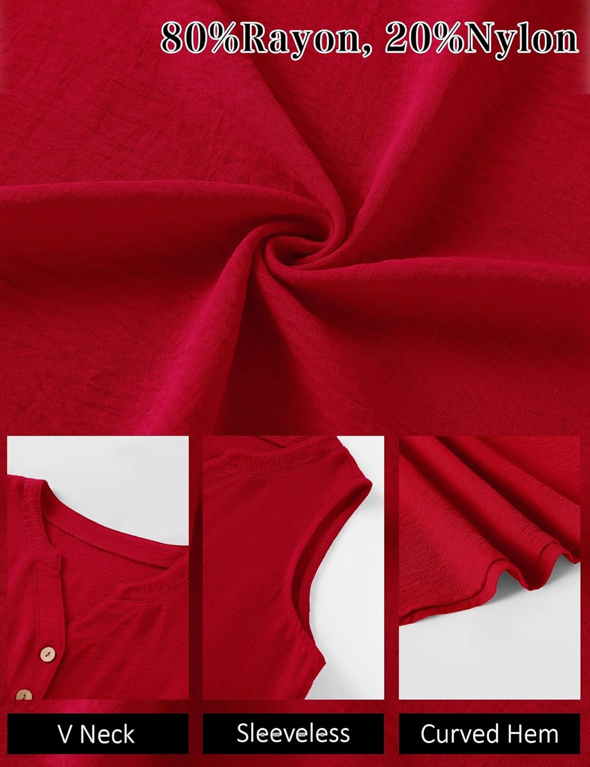 Micoson Tank Tops for Women 2026 Summer Casual V Neck Sleeveless Tops Loose Flowy Button Down Boho Tshirt - Image 5