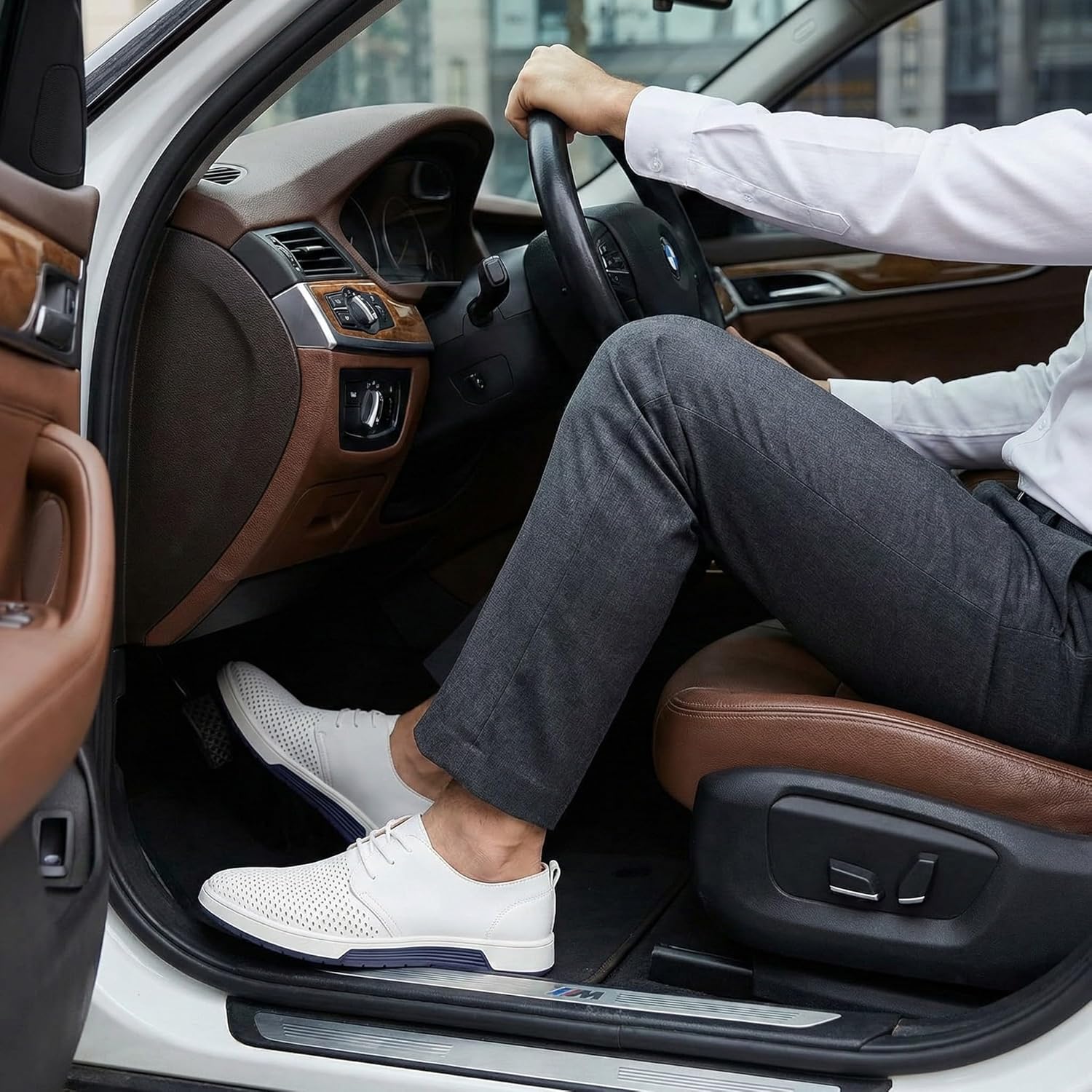 konhill Men's Casual Oxford Shoes - Breathable Dress Shoes Loafers Lace-up Flat Sneakers - Image 3