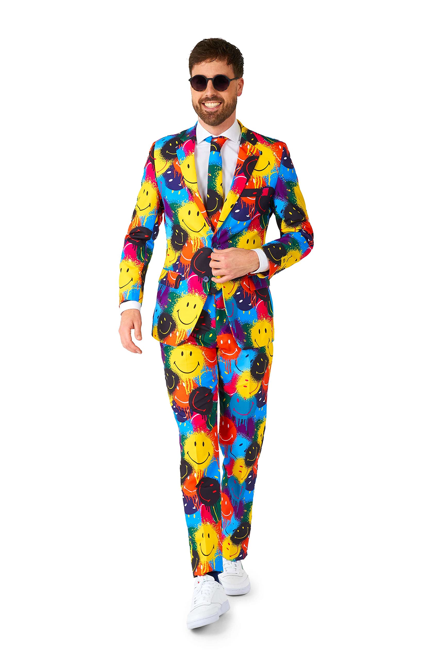 OppoSuits Anzug für Herren – Smiley Drip Graffiti Print