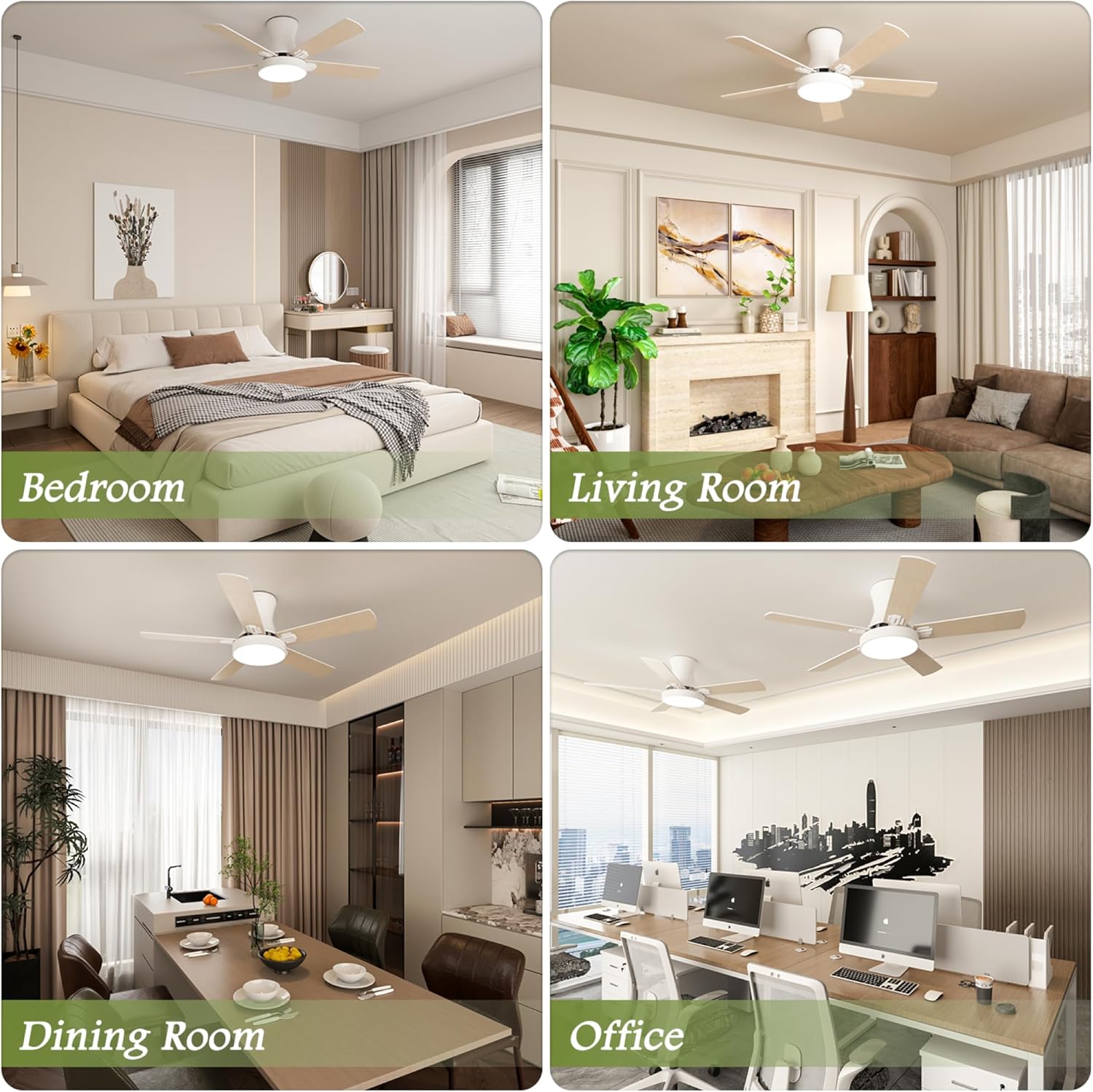 42 inch Smart Ceiling Fan with Light with Remote /App /Alex , Flush Mount, Quite 6 Speeds Reversible DC Motor, Dimmable LED Lamp for Living Room,Dining Room,Bedroom wood color