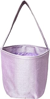 Girls Shimmer Fabric Easter Egg Basket Bucket Tote Bag Gift for Kids Pink Purple - Can be Personalized (Purple)