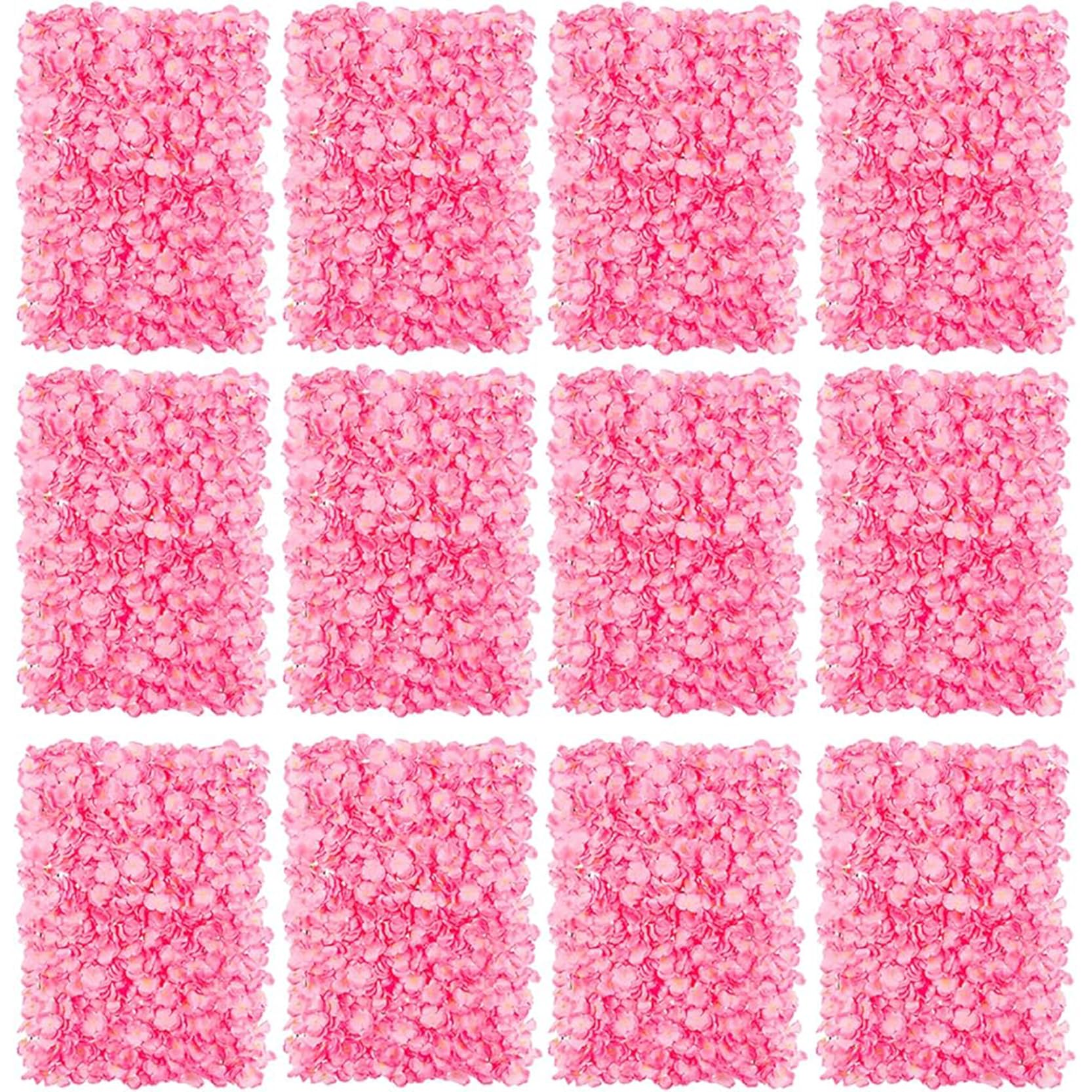 GOUZIBHD Artificial Flower Wall Panels 3D Flower Wall Backdrop for Wedding Party Event Photo Backdrop Wall Decor,Faux Floral Panel,Decorative Hydrangea Flower Panels Wall(Size:12PCS,Color:Pink)