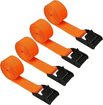 Lashing Strap Short Orange 1" x 6.5 ft, Cam Buckle Tie Down Straps Heavy Duty Secure Straps up to 700 lbs Capacity for Motorcycle,SUP, Kayak, Canoe, Surfboard, Cargo, Boat,Trailer, Luggage, Moving