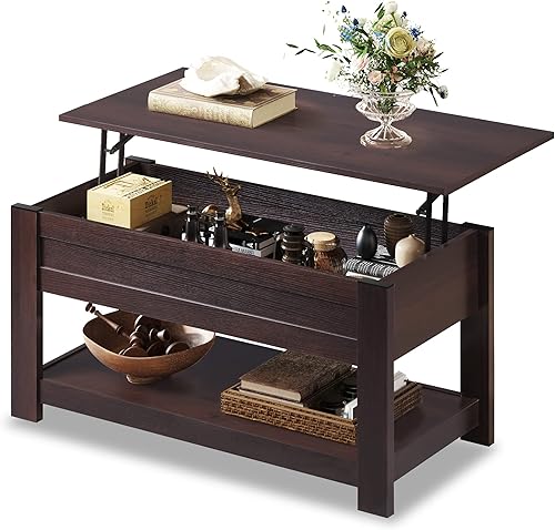 Miniatura 16 de WLIVE Mesa de Centro, Mesa de Centro de 39" con Tapa Elevable con Compartimento Oculto, Estante de Almacenamiento y Tapa Elevable para Hogar, Sala