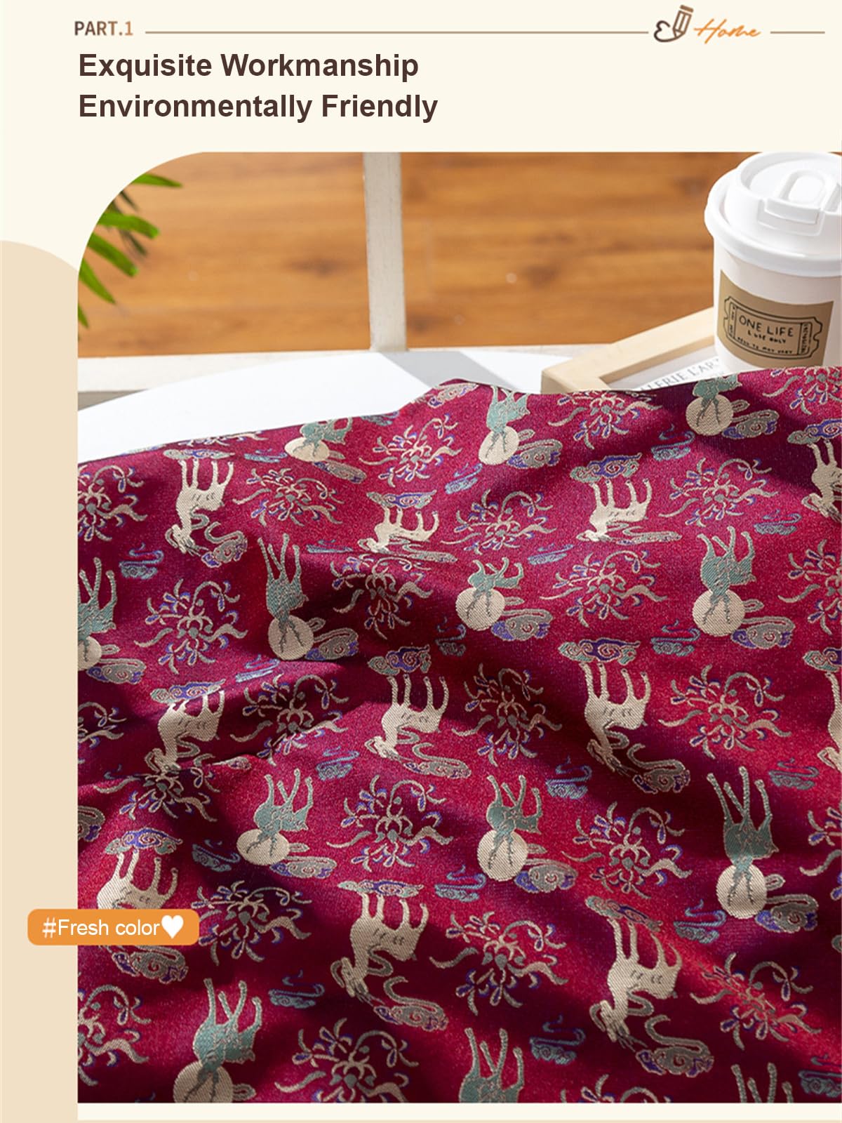 Stickerei-Damast-Stoff, Satin-Jacquard-Stoff, Jacquard-Mond-Hirsch-Muster über dem Kopf, glückverheißende Bedeutung, Verpackung, neue Damenbekleidung im chinesischen Stil, handgefertigtes Cheongsam-Tu
