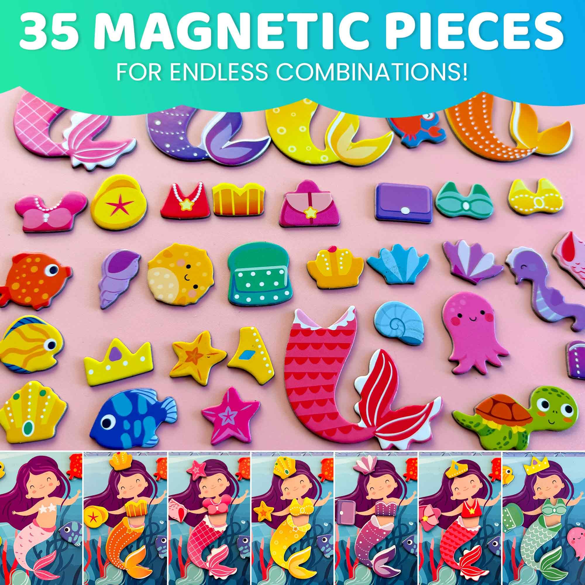 QUOKKA Magnetic Puzzle for 2 3 Year Olds, Travel Toys for Toddlers on Plane Car Ride, Mermaids Dress-Up Doll Game For Kids - Image 3