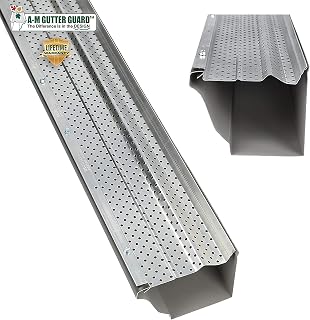 A-M Gutter Guard Premium Heavy-Duty Aluminum Gutter Guards 5 Inch 100 Ft Mill Finish - Lifetime Warranty Leaf Debris Protection DIY Easy Made in USA