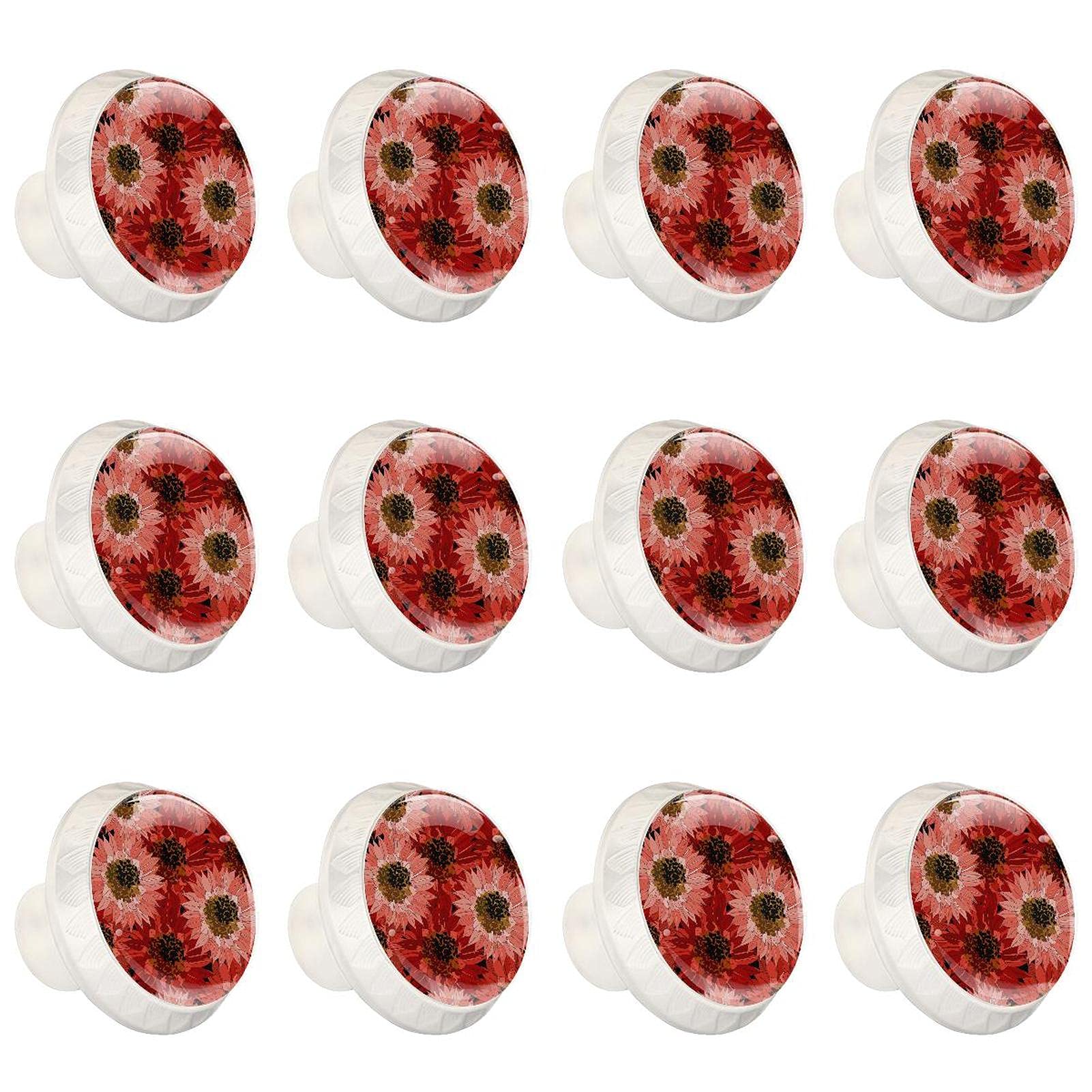 Boutons d'armoires de cuisine ronds lot poignées boutons placard tiroirs commode fleur rose
