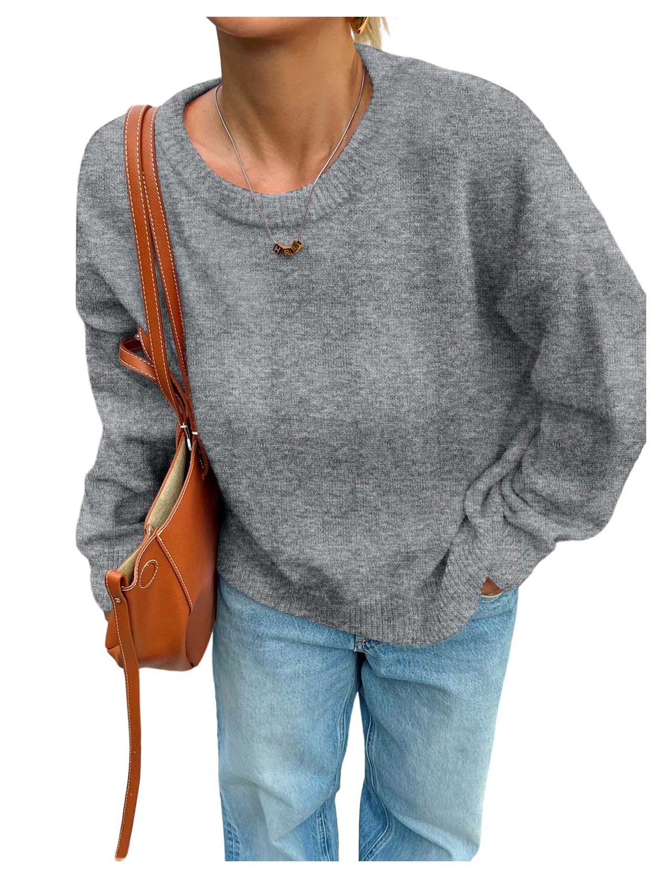 SOLY HUX Womens Oversized Sweater Long Sleeve Crewneck Cute Pullover Knit Tops Casual Trendy Fall Winter Clothing