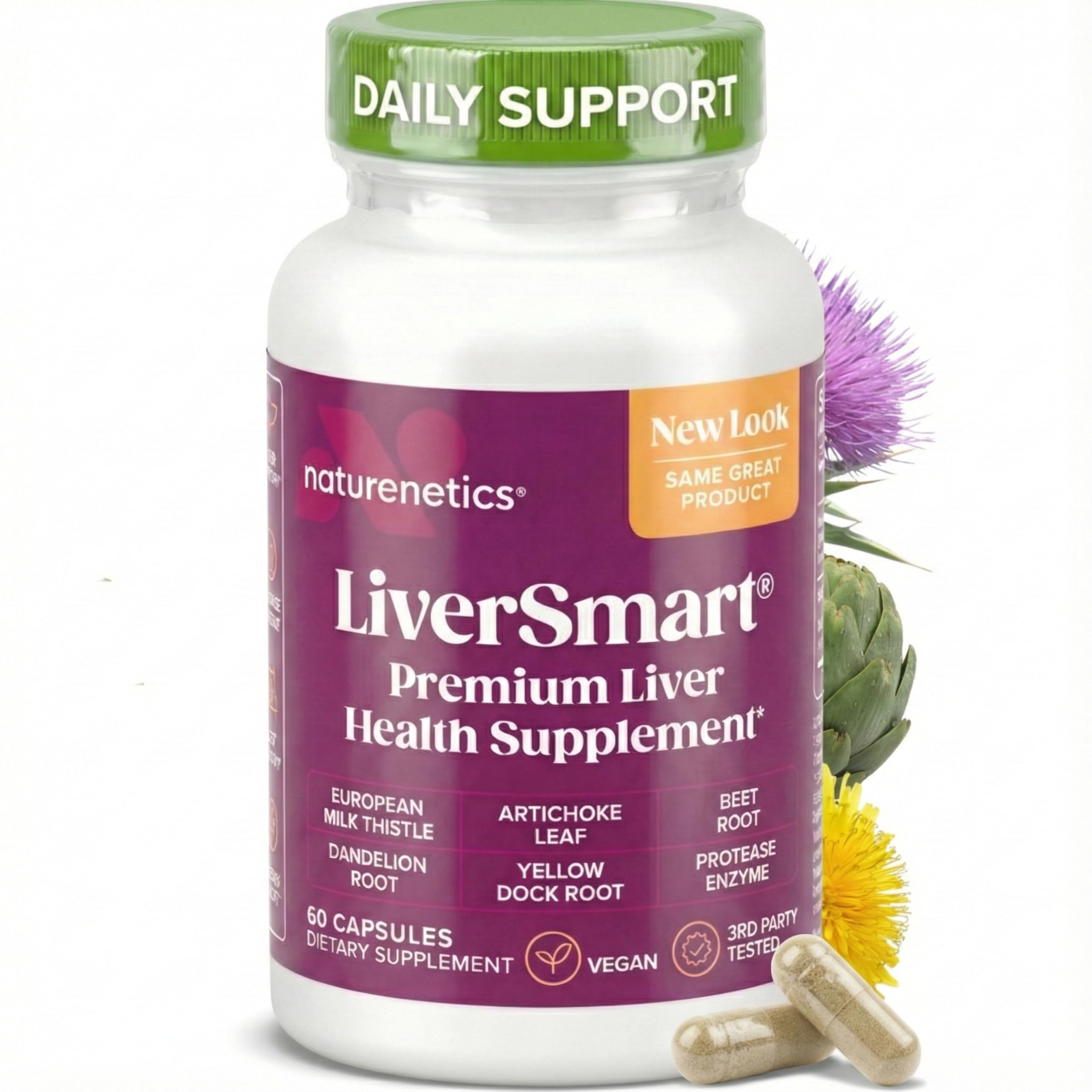 Naturenetics Milk Thistle Liver Cleanse & Support Supplement, 60 Capsules - 80% Silymarin Extract with Artichoke & Dandelion, Supports Liver Enzymes, Energy, & Digestion - Vegan, Gluten-Free