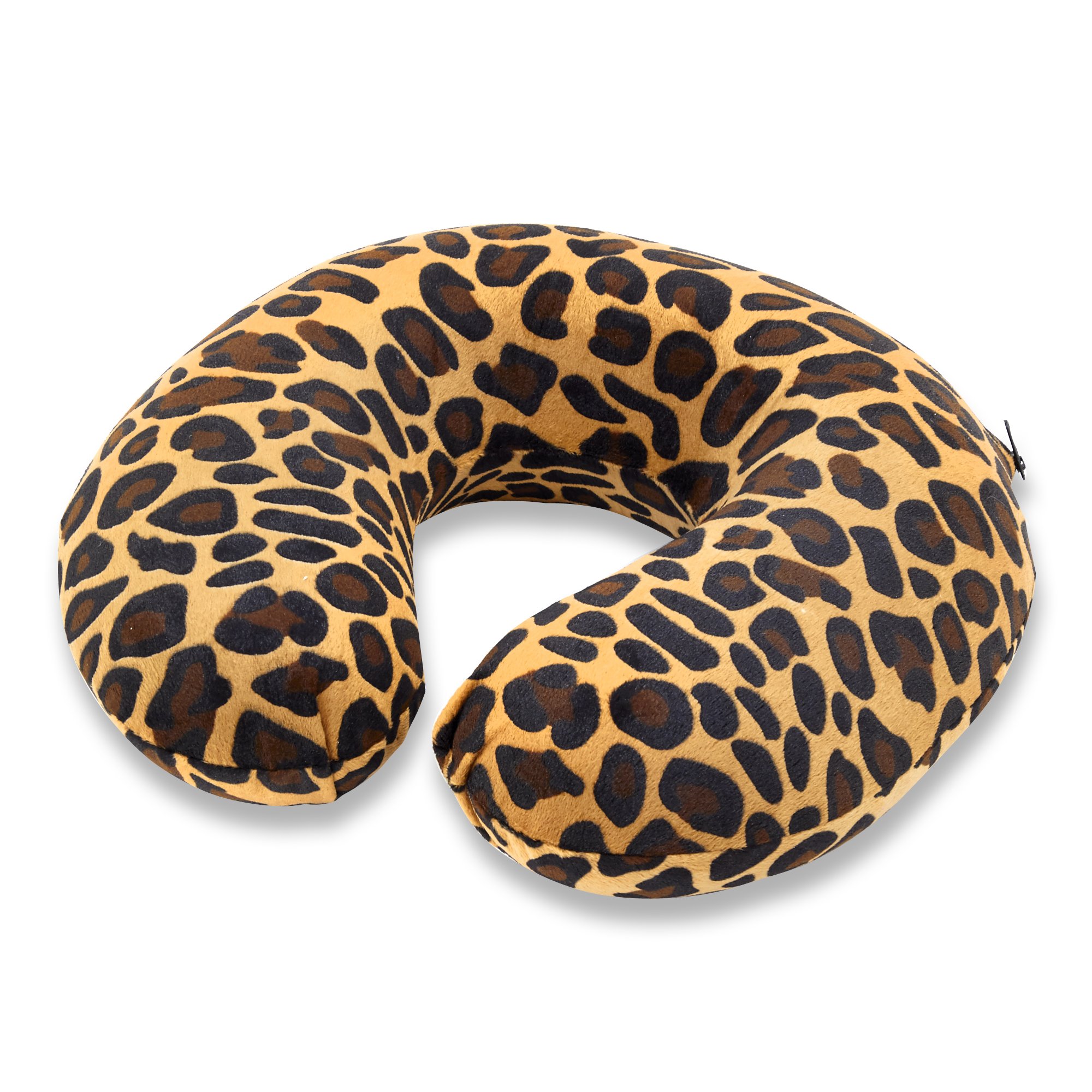 Memory Foam Moulded Pressure Relief Neck Cushion Comfort and Posture, Ideal for Travel Supports the Head, Neck and Chin when Sleeping use for Plane, Train or Car Journeys Travel Pillow Leopard Print