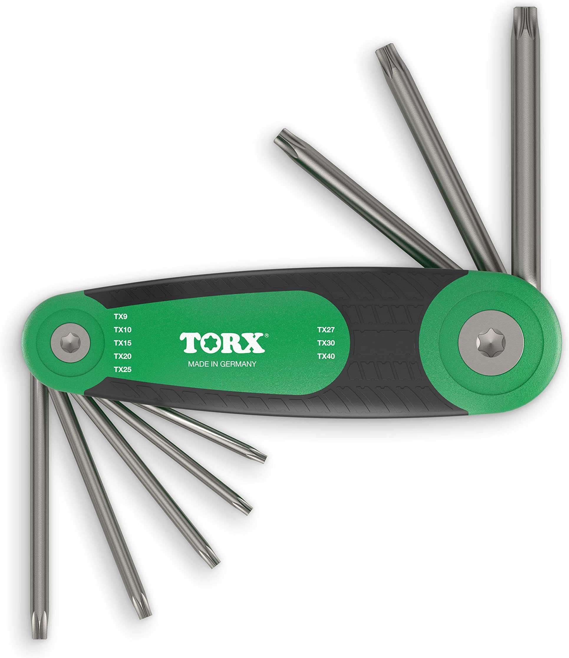 TORX® 71294 Folding Set 8pcs, TX9–TX40, with Duplex Grip — Made in Germany