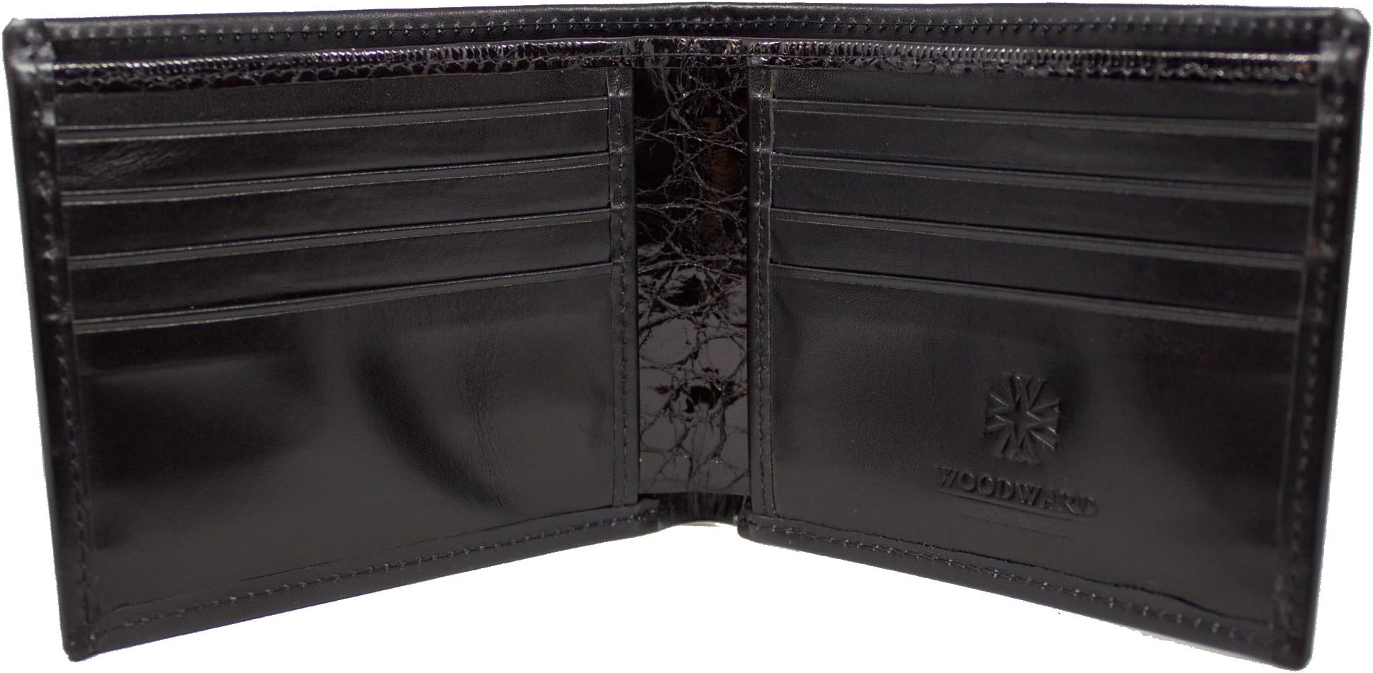 Men's Designer Leather Bifold Wallet with Genuine French Calf and Alligator by John Allen Woodward