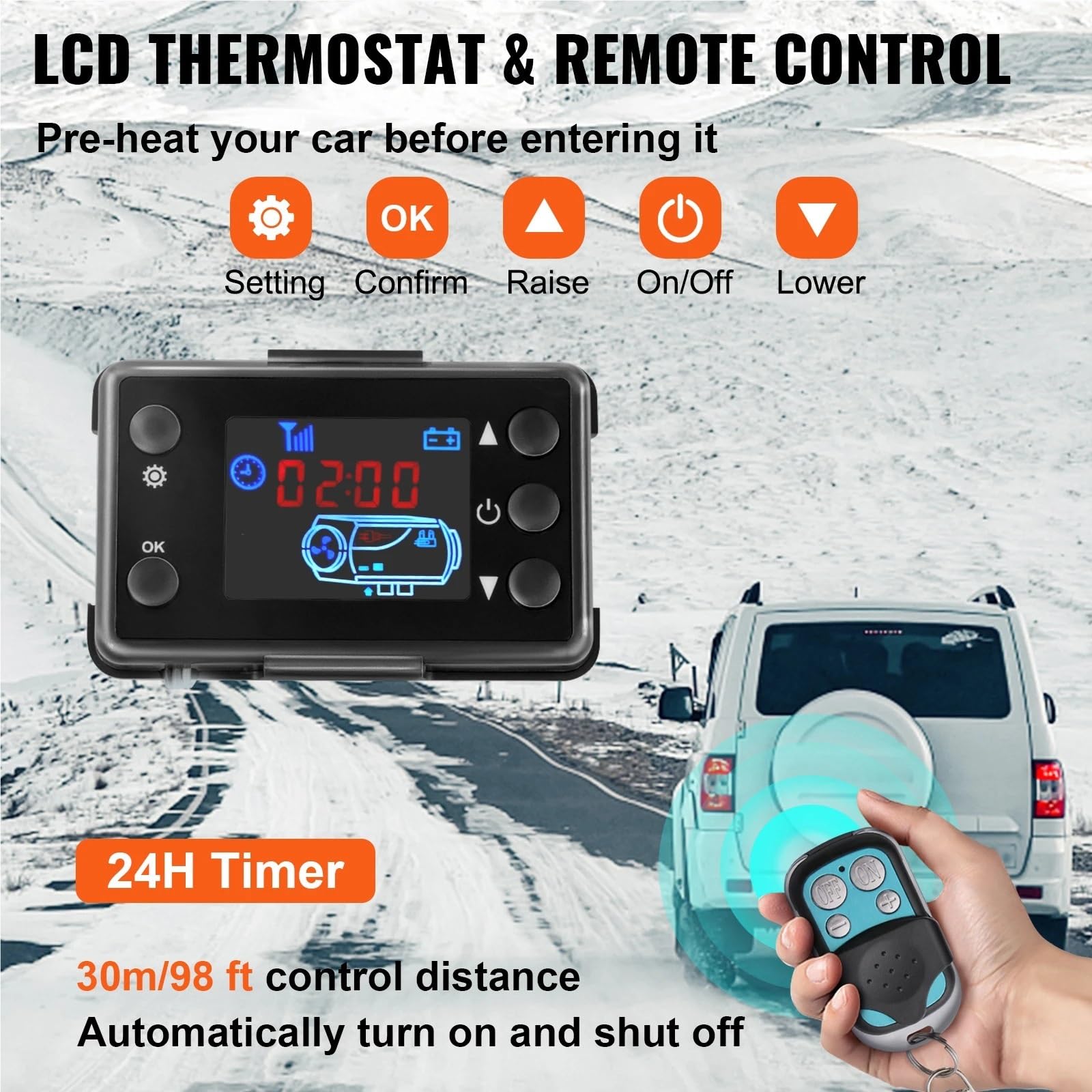 samochodowy Nagrzewnica 5 KW, Ogrzewacz Samochodowy 12 V, Ogrzewanie Postojowe Na Olej Napędowy, Przełącznik LCD, Ogrzewacz Na Olej Napędowy O Niskim Poziomie Hałasu Nagrzewnica postojowa