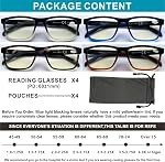 acavefox 4 Pack Reading Glasses Men 2.0 Reader Computer Blue Light Blocking | Fashion Comfortable Eyeglasses with Spring Hinge, Accurate 2.0 Magnification, Anti UV, Lightweight and Sturdy