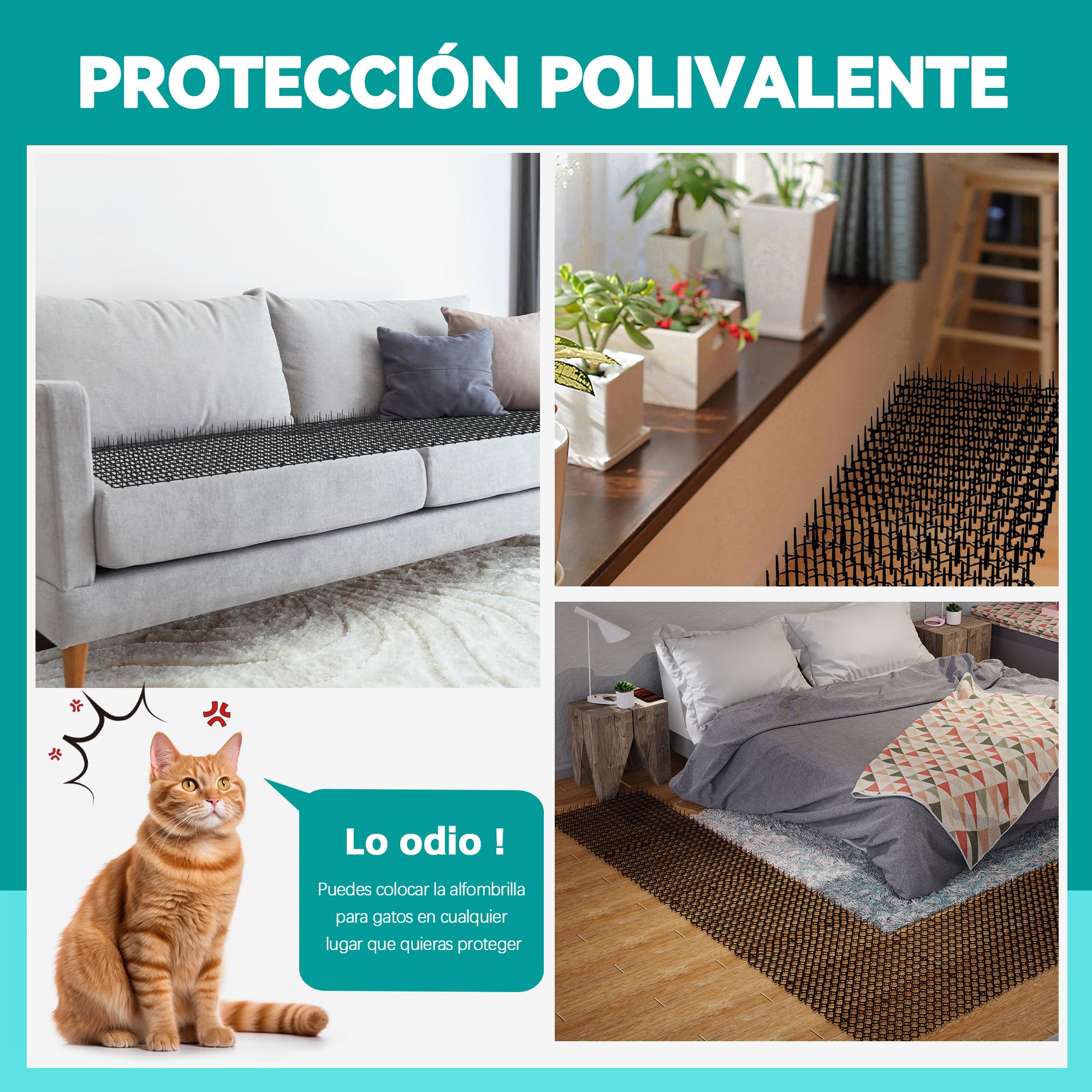 40 x 20 cm - Rejilla Pinchos Anti Gatos Pinchos para Gatos Exterior,Repelente para Gatos, Estera Disuasoria para Gatos, Perros(12 Unidades)
