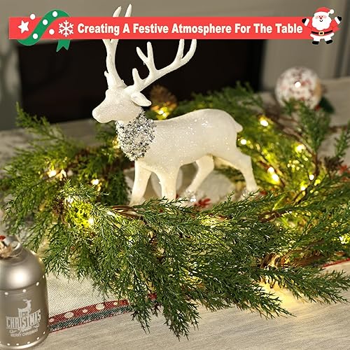 Miniatura 3 de Artgar Guirnalda de cedro y pino de Navidad, realista, 6 pies, preiluminada con 30 luces cálidas y 8 modos de luz para repisa, escalera, interiores,