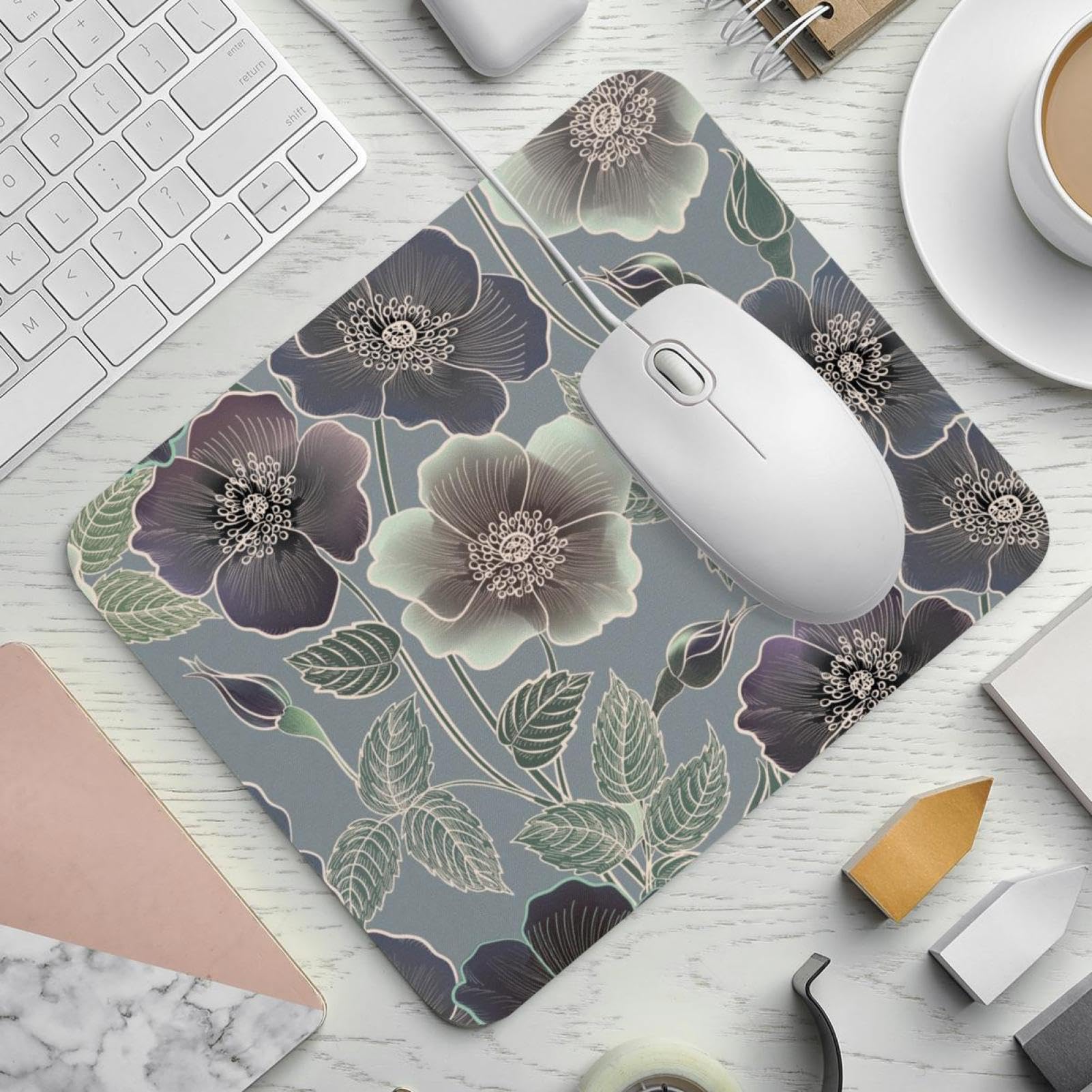 Tapis De Souris Motif Fleur De Lys Héraldique Lavable Avec