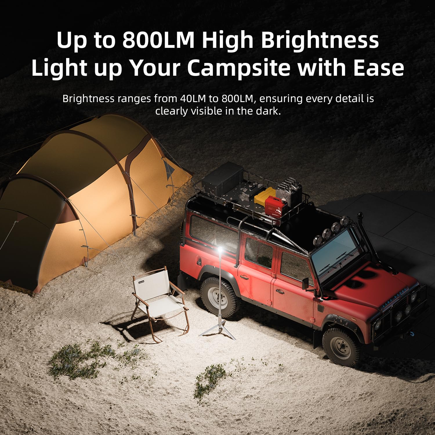 Lámpara de camping con 13400 mAh, luz de camping recargable, altura y ángulo ajustables, 6000 lm, IPX5 impermeable, linterna de camping para camping