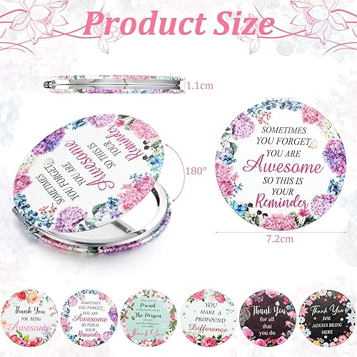 Miniatura 3 de 24 piezas de regalos de agradecimiento para profesores, espejo compacto inspirador, regalo de agradecimiento de mano, aumento de doble cara,