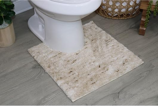Home Weavers Luxury Toilet Rugs U-Shaped 20x20, Extra Soft and Absorbent Microfiber Bathroom Rugs, Non-Slip Plush Shaggy Bath Mat, Machine Wash Dry, Contour Bathroom Mats for Toilet Base, Ivory