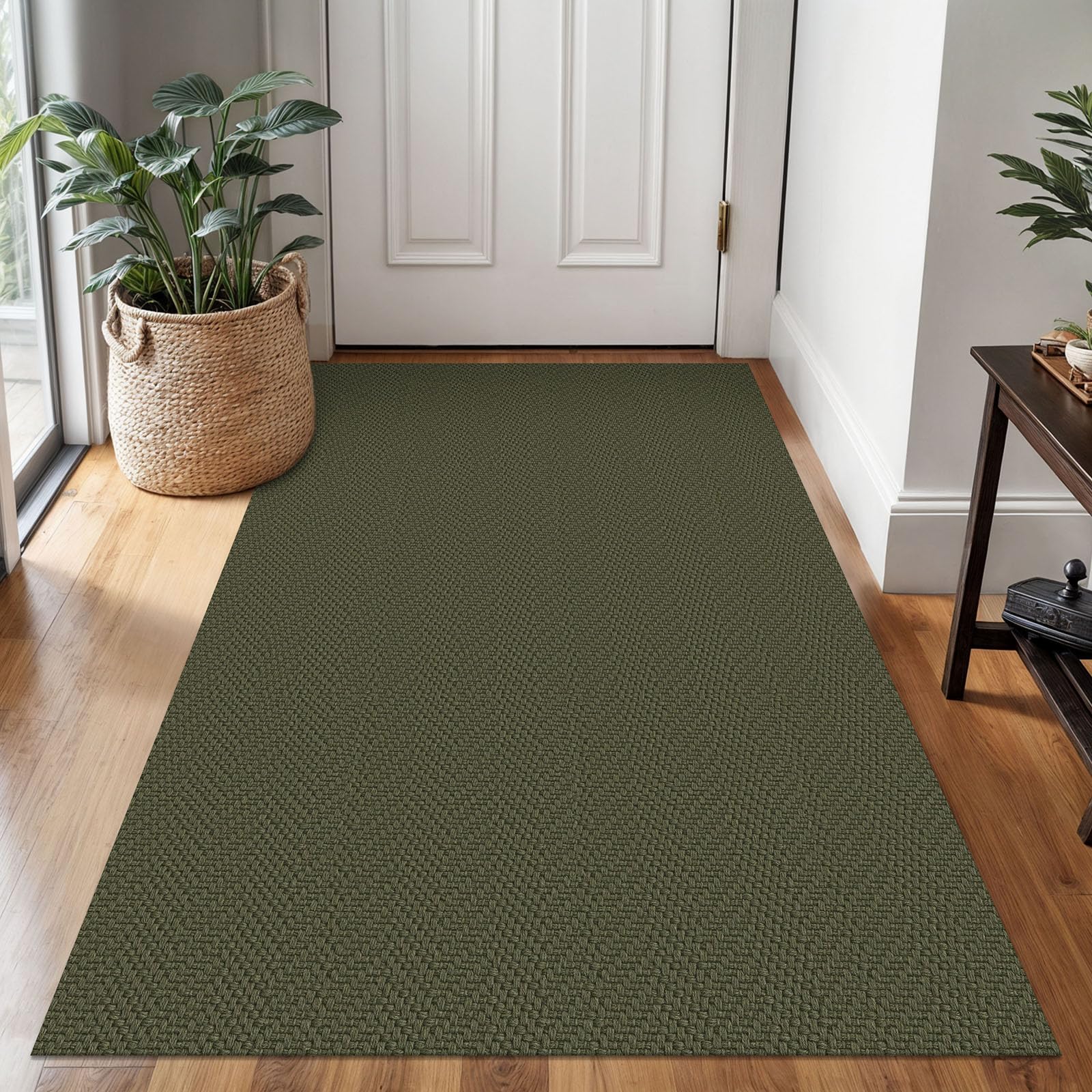 Alfombra trenzada de 3 x 5 pies, lavable para entrada, alfombras con respaldo de goma, tapete bohemio para puerta interior, entrada, tapete de cocina de algodón, tapete tejido para puerta delantera