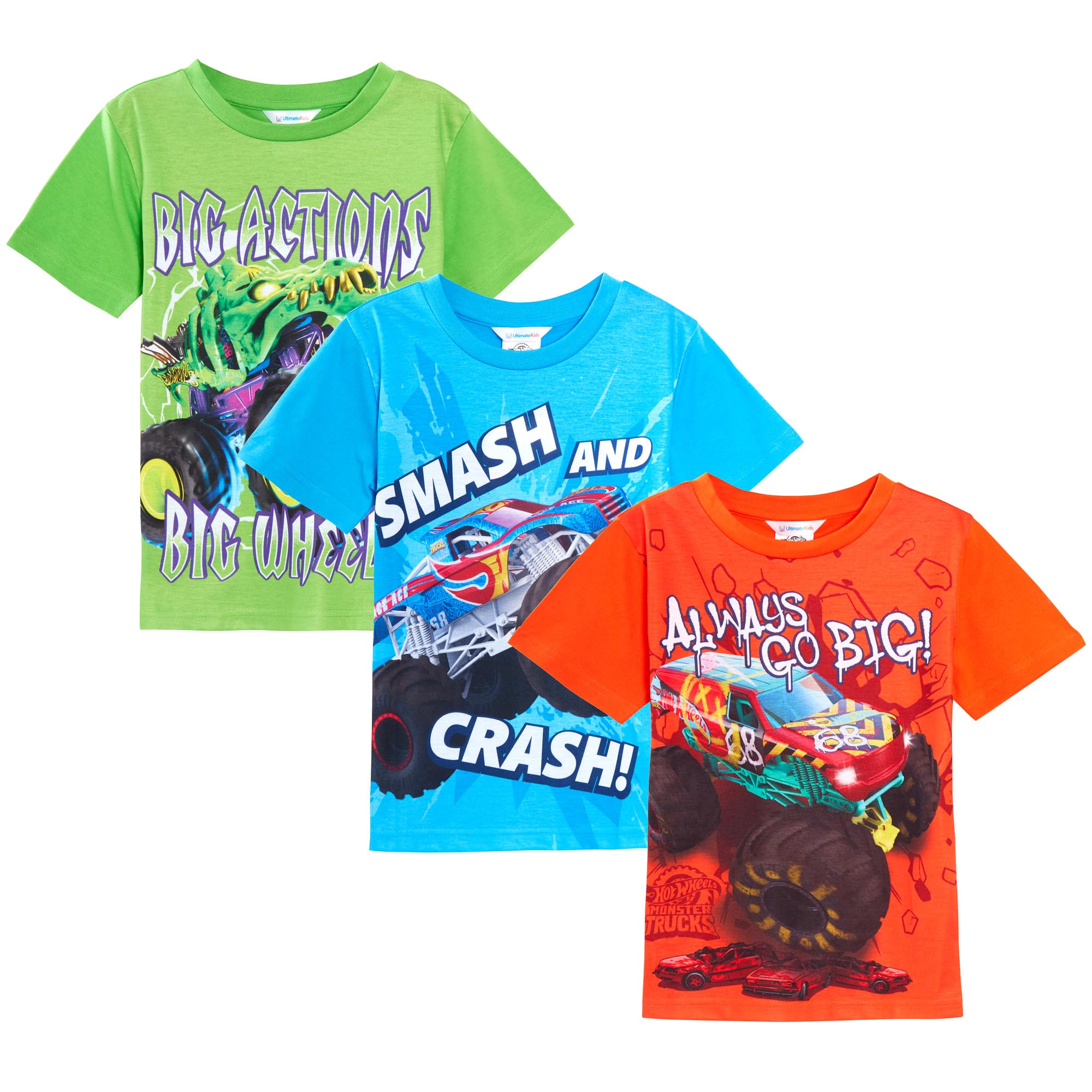 Hot Wheels Pack Monster Trucks T-Shirts Kids Multipack Short Sleeve Tees