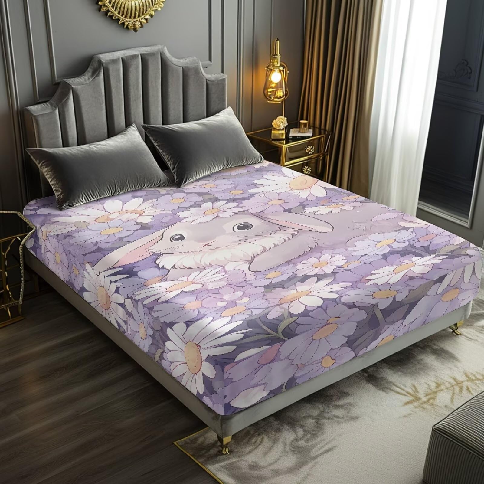 YUVAMAGIMO Easter Bunnyr XL Twin Mattress Fitted Sheet Kids with Deep Pocket Bed Cover All-Round Elastic Bottom Sheets XL Twin Size Soft Cozy Bedding Fitted Sheet Only for Kids Boys Girls Teens