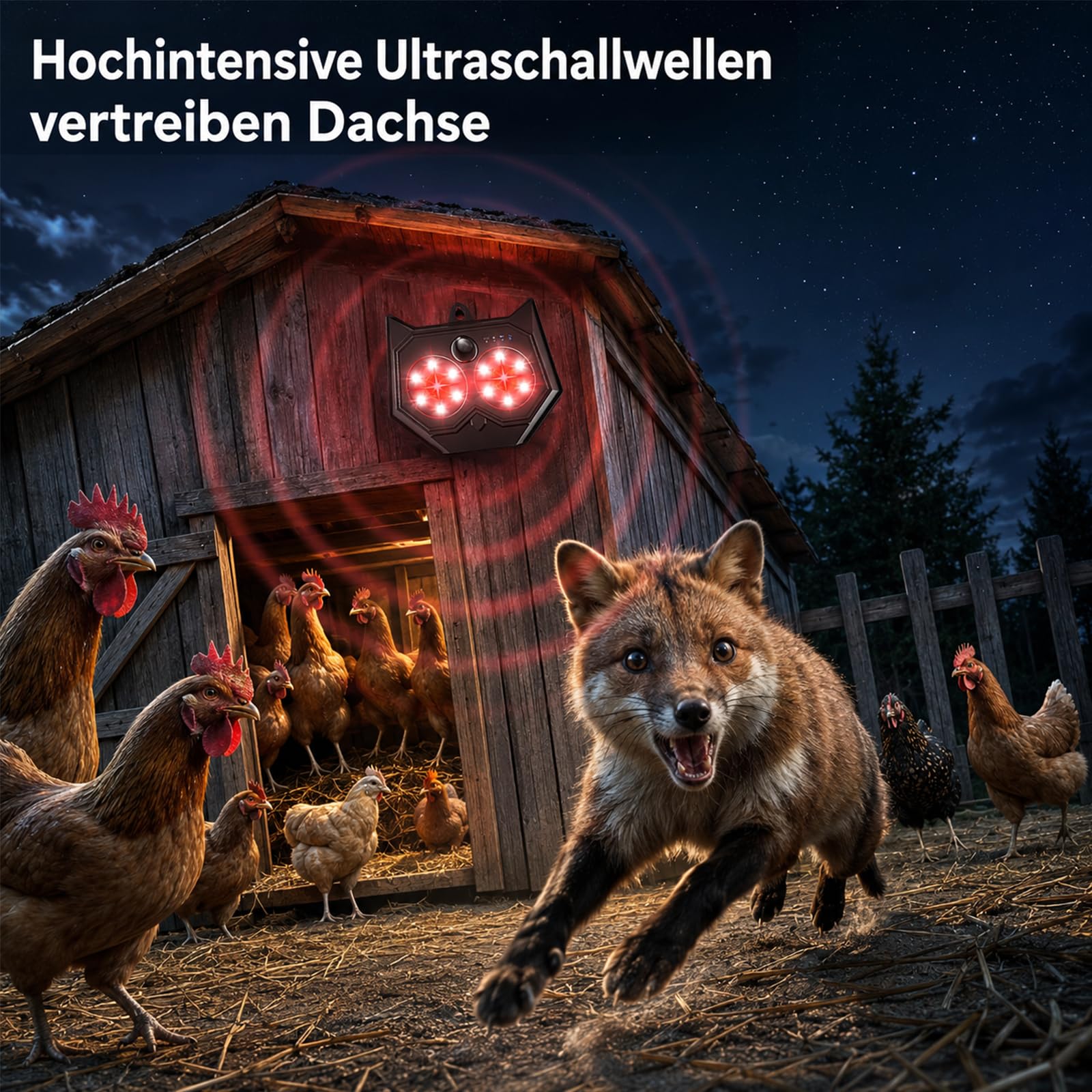 Marderschreck Solar 2er Pack, Marderabwehr, Katzenschreck für Garten, Ultraschall Tierabwehr mit Bewegungsmelder, Blitzlicht, IP65 wasserdicht, Marderschreck Garten, gegen Marder, Fuchs, Waschbär