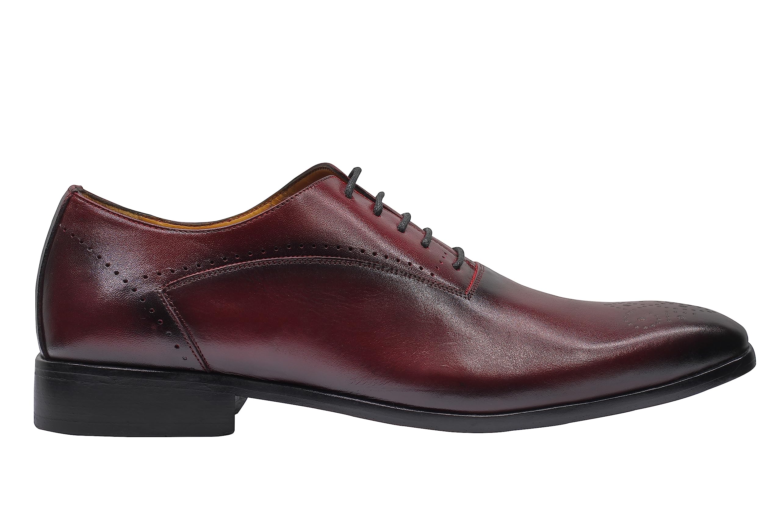 Scarpe da Uomo in Vera Pelle di Vitello, Suola in Pelle, Classiche, Fatte a Mano, Semi Brogue, Stringate
